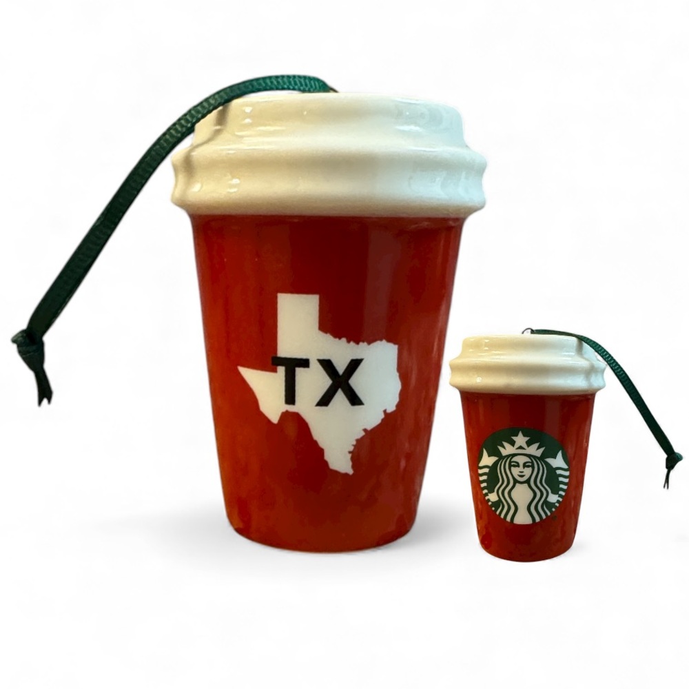 2/$30 Starbucks 2016 Texas Red Mini Holiday Cup Ornament